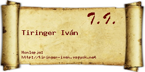 Tiringer Iván névjegykártya